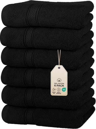 PromoHome 6-delig Premium Handdoeken Set - 100% Ringgesponnen Katoen - Ultra Zacht en Zeer Absorberend- 41 x 71 cm - Zwart