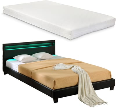 LED-Ledikant Parijs incl. matras bedbodem 180x200 zwart