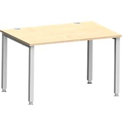 Bureau MODENA FLEX, rechthoekig, 4-poots vierkante buis, B 1200 x D 800 x H 720-820 mm, ahorn/wit aluminium
