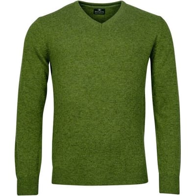 Baileys Trui V-Neck Uni Color Lambswool Grasgroen / male