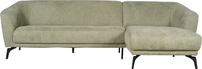 Hoekbank Cardiff - Stof / Metaal - Groen / Zwart - 279x84x164 cm (BxHxD) - Divan Rechts