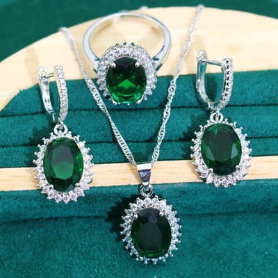 2024 Nieuwe Sieraden Zirkonia Ketting Oorbellen Ring Set 8 yards black