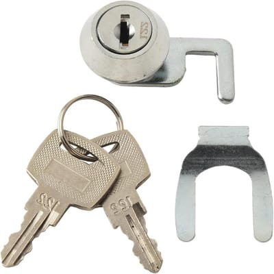 Kassalade Slot - Snelklemslot met sleutel - Beveiliging voor kasten - Zinklegering materiaal - 32 x 21.5 mm - Zilver
