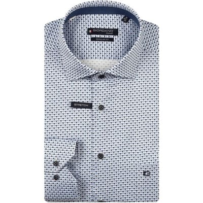 Giordano Overhemd Maggiore Semi Cutaway Satin Stretch Graphic Pattern Navy / male