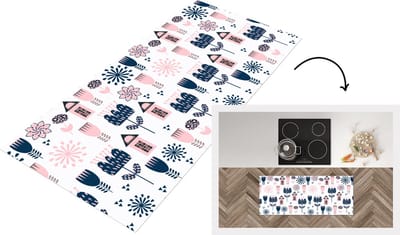 Keukenloper - Loper keuken - Patroon - Pastel - Scandinavië - 120x50 cm - Keukenloper vinyl