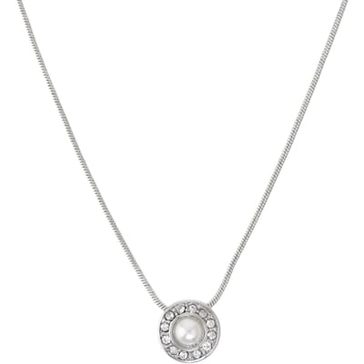 Ketting met parel en glassteentjes - snake chain 41 cm - cadeau voor vrouw - geschenkverpakking - Behave
