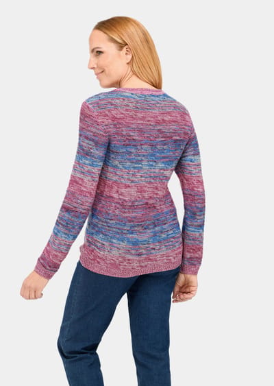 Multicolour pullover met verfrissend kleurverloop - rood / lichtblauw / gedess. - Gr. 54 van Goldner Fashion