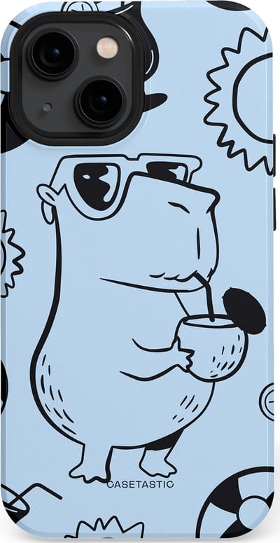 Casetastic Hoesje Geschikt voor Apple iPhone 13 Mini Magsafe - Stijlvolle Beschermende Duo-layer Case - Capibara cocktail