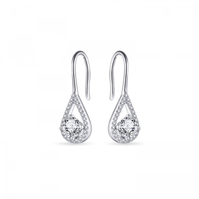 Jewels Inc. - Oorhaak - Solitaire gezet met Zirkonia Steen - 23mm x 7mm - Gerhodineerd Zilver 925