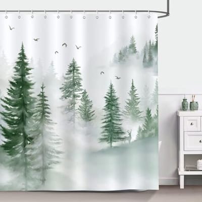 Misty Forest Douchegordijn 180 x 180 cm - Waterdicht en Schimmelbestendig