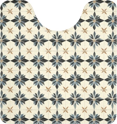 WC mat met uitsparing 55x60 cm - Antislip - Sierlijk - Ornament - Blauw - Toiletmat met uitsnijding - Vloermat - Douchemat - Toilet tapijt - Toiletmatten