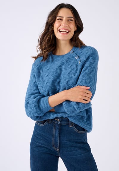 Damart - Trui kabelgebreid Thermolactyl - Dames - Blauw - XS