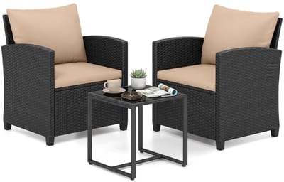 Balkonset 2 personen - Tuinset - Bistroset - Bruin - Weerbestendig - 3 delig - Tuintafel en 2 stoelen - 2 personen - Metaal