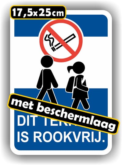 Jerma - Dit terrein is rookvrij - Sticker - met kinderen - 17.5x25 cm - Weerbestendig - Zelfklevend