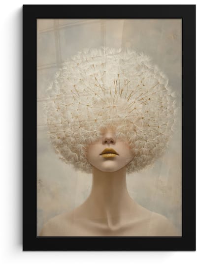 Poster in lijst - Fotolijst 20x30 cm - Posters - Dromerig - Beige - Paardenbloemzaadjes - Posterlijst zwart - Decoratie - Wanddecoratie woonkamer - Muurdecoratie slaapkamer