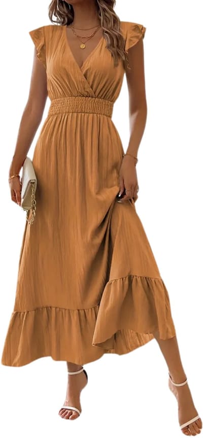 Livano Zomerjurk Dames - Zomerjurken - Volwassen - Jurk - Ibiza Stijl - Sundress - Geel - Maat S