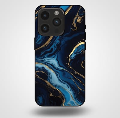 Smartphonica Telefoonhoesje voor iPhone 14 Pro met marmer opdruk - TPU backcover case marble design - Goud Blauw geschikt voor iPhone 14 Pro