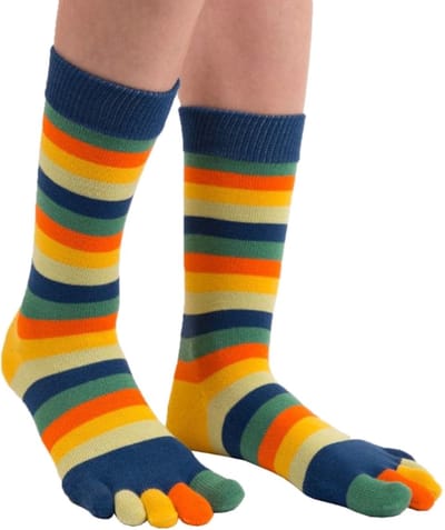 TOETOE Everyday Mid-Calf gestreepte teensokken - Oranje - 35-46 - Teensokken