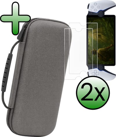 Hoesje Geschikt voor PlayStation Portal Case Hoes Hard Cover Met 2x Screenprotector - Bescherm Case Geschikt voor PlayStation Portable Hoes - Grijs