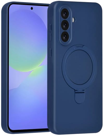 Backcover Hoesje Geschikt voor: Samsung Galaxy A36 Volledig Dekkende Schokbestendige Siliconen Backcover met Ringstandaard – 360° Bescherming - Navy Blue