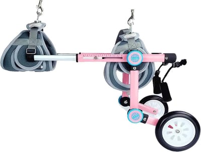 Huisdier Rolstoel - Hondenrolstoel Dieren - Ondersteuning Lopen - Verstelbaar Aluminium Frame - 2 Wielen - Roze