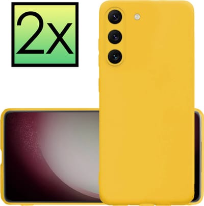 Hoesje - 2 Stuks - Geschikt voor Samsung Galaxy S23 - Sterk & Shockproof - Case Siliconen - Back Cover - Telefoon Hoes - Geel