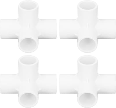 PVC Fitting - Pijpconnector Hoek - Frame Bouwen - Vierweg Verbinding - 25 Mm Diameter - Wit