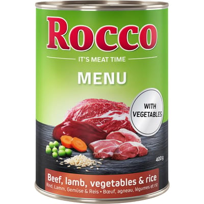 Voordeelpakket Rocco Menu 24 x 400 g - Rund, Lam, Groente & Rijst