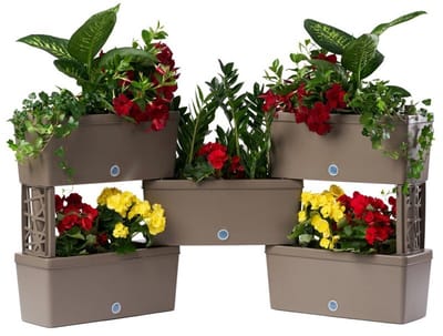 Bama Brick Koppelbare Plantenbakken 75L 59x23x27 cm 5 Stuks Taupe