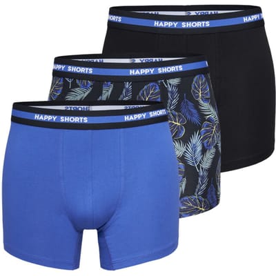 Happy Shorts 3-Pack Boxershorts Heren Hawaii Zwart/Blauw - Maat L