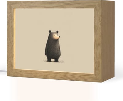 Nachtlampje 20x15 cm - Kinder lampje - Beer - Donkerbruin - Minimalistisch - Tafellamp kinderkamer - Slaapkamer lamp - Bedlamp kinderen - Kinderlampje stopcontact - Wandlamp babykamer - Nachtlampjes