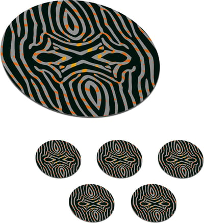 Onderzetters voor glazen - Rond - Zebra - Dierenprint - Patronen - 10x10 cm - Glasonderzetters - 6 stuks