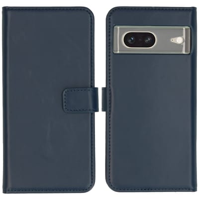 Selencia Hoesje - Geschikt voor Google Pixel 7 - Echt Lederen Bookcase - Blauw