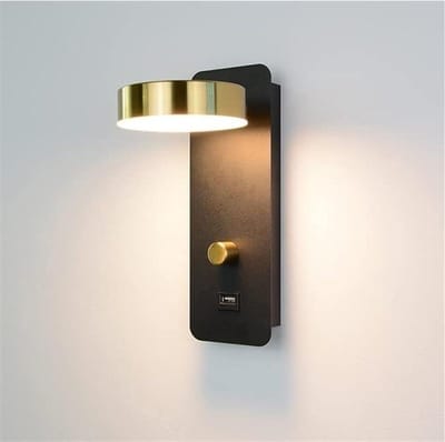 Wandinbouwlamp - Bedlamp leeslamp - Sfeervol verlichten - 300 graden draaibaar - 23 cm hoog - Koper