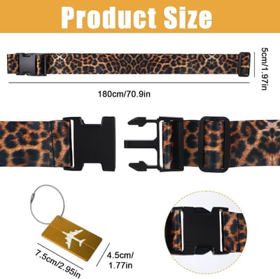 Leopard Patroon Kofferbanden Set van 2 - Verstelbare Bagagebanden met Adreslabel voor Veilig Reizen en Stijlvolle Koffers