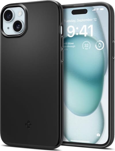 Geschikt voor Spigen Apple iPhone 15 Thin Fit hoesje - Zwart