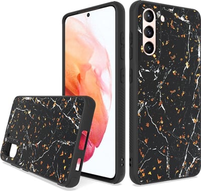 LuxeBass Siliconen hoesje met print geschikt voor Samsung Galaxy S22 - Marmer Black - telefoonhoes - gsm hoes - telefoonhoesje