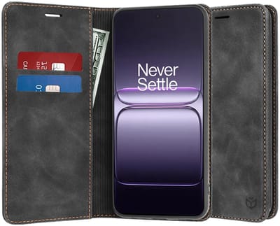 Hoesje geschikt voor OnePlus Nord CE5 - Techsuit Confy Book Wallet Case - Zwart