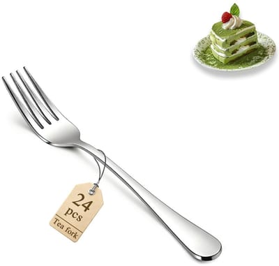 Dailygoods - Dessertvorken, 24 stuks, 14 cm, kleine taartvorken van roestvrij staal voor cocktail, cake, thee, fruit, kaas, fingerfood voor hotel, restaurant, café