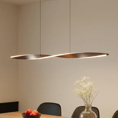 Lindby LED hanglamp Jaren, zwart/bruin, 100 cm, CCT