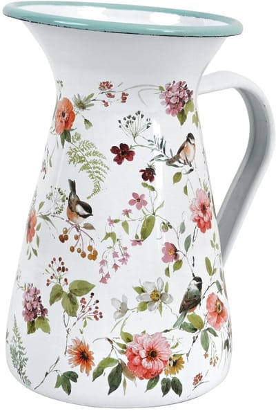 aladdien - Emaille Pot - Vintage Bloemenvaas - Multifunctioneel - Wit - Melkkannetje - Rustieke Vaas - Geschikt voor Keuken - Kleine Vazen