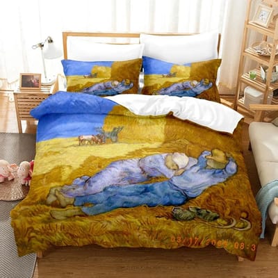 Ensemble de Literie Peinture à l'Huile Van Gogh Taille Queen King Décor de Chambre Housse de Couette et Taie d'Oreiller Textile de Maison EU Single 135x200cm