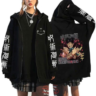 Anime Jujutsu Kaisen Fushiguro Megumi hoodies XS black