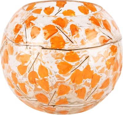 Dekoratief | Theelichthouder 'Little Leaves', transparant, glas, 14x14x12cm | A248040