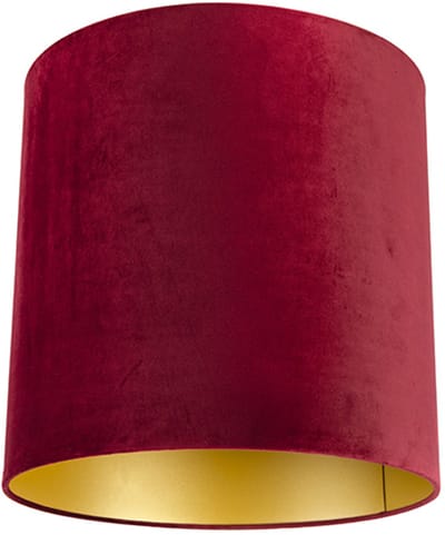 QAZQA cilinder velours - Klassieke Lampenkap - Ø 400 mm - Rood -