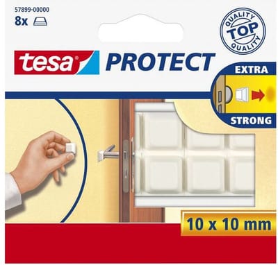 Tesa beschermblokjes - buffers - 16x - wit - 1 cm - deurstoppers - Stootdempers - Stootnopjes - Bescherming tegen deurklinken