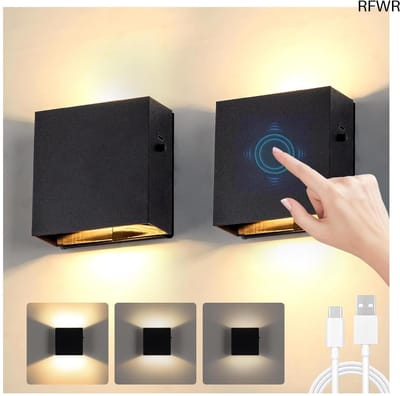 RFWR® Wandlamp met Bewegingsmelder en Oplaadbare Batterij – Draadloze USB Wandverlichting voor Binnen