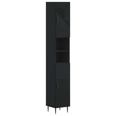 vidaXL - Badkamerkast - met - Open - Plank - HAARLEM - Zwart - 30 - x - 31 - x - 190 - cm