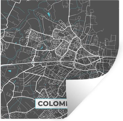 Muurstickers - Sticker Folie - Colomiers - Frankrijk - Stadskaart - Kaart - Plattegrond - 100x100 cm - Plakfolie - Muurstickers Kinderkamer - Zelfklevend Behang XXL - Zelfklevend behangpapier - Stickerfolie