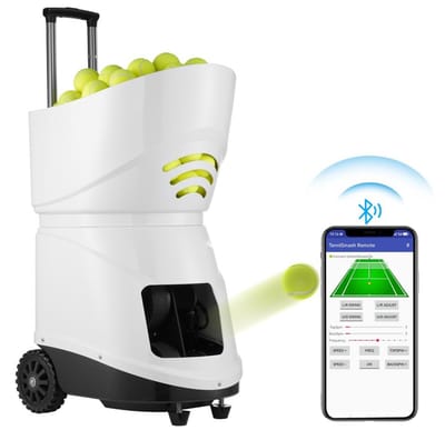 Tennisbalmachine - Automatische draagbare tennisballenwerper - Capaciteit 150 ballen - Vijf motoren - Trainingsmodi - Afstandsbediening via app - Meer dan 2 uur speeltijd